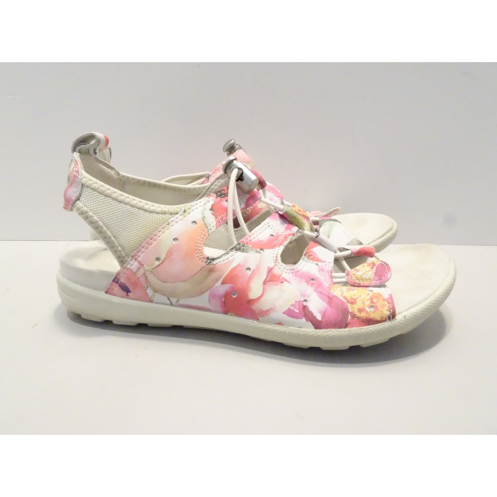 ECCO Floral Pink White Sport Bungee Sandals Women 36 US 5